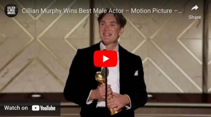 Cillian Murphy wins best male actor at Golden Globes