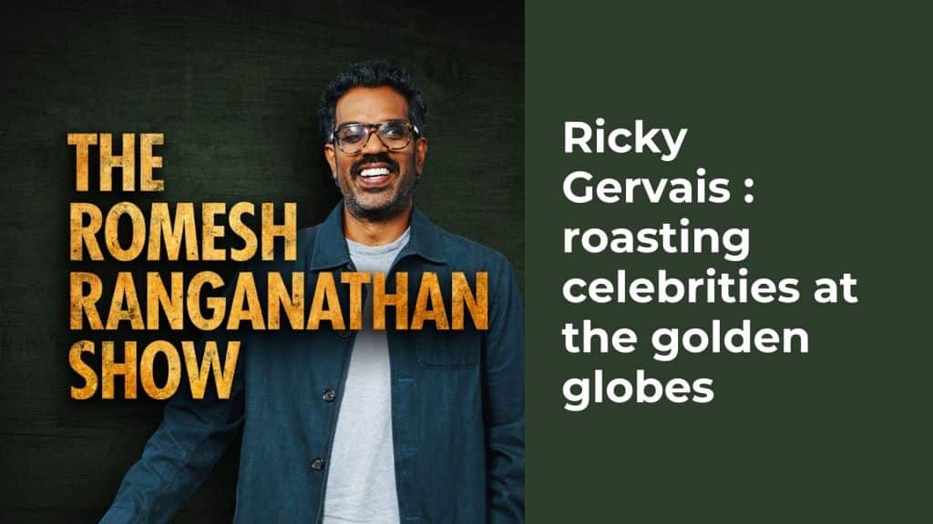 Ricky Gervais roasting celebrities at the golden globes
