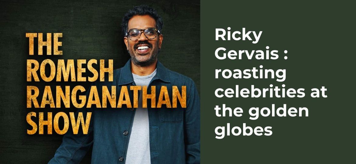 Ricky Gervais roasting celebrities at the golden globes