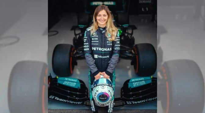 Doriane Pin becomes the first woman to drive a Mercedes Formula 1 Car