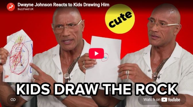 Dwayne « The Rock » Johnson reacts to kids drawing him