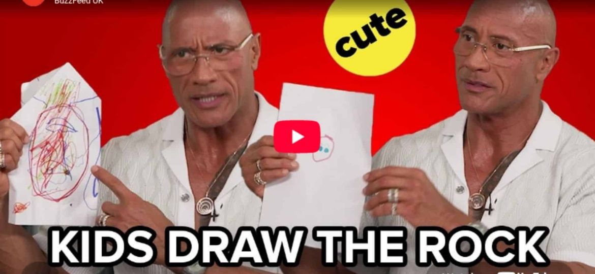 Dwayne The Rock Johnson reacts to kids drawing him
